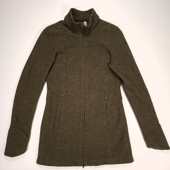 Ibex Backbay Merino Wool Tunic Jacket Womens Size XS Sweater Full Zip Green GUC! - Picture 1 of 16